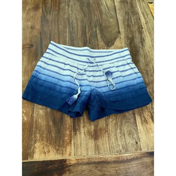 Vineyard Vines White Drawstring Striped Ombre linen Shorts Size XXS - Picture 1 of 4